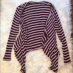 Red striped cardigan